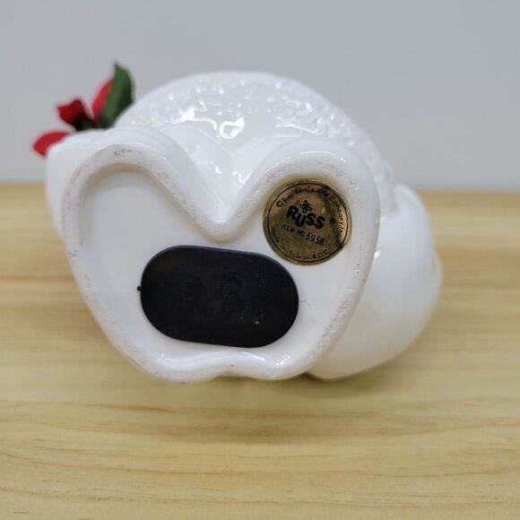 Vintage Christmas Santa Claus Vase with Poinsetta Figurine Coin Bank by Russ - Picture 5 of 15